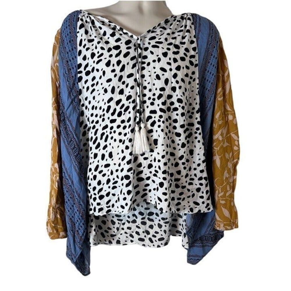 Gigio‎ Print Mixed and Batwing Sleeve Loose Fit Size S-L